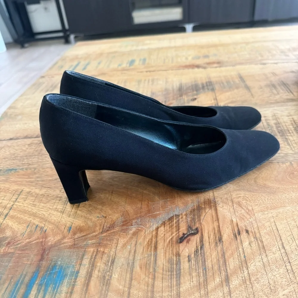 Stuart Weitzman Viclassy Cordine Heel Pumps in Black Canvas Size 10.5 AA